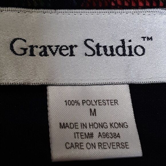 Graver Studio Women's Blouse Size M Flower Motif Blue Top - Picture 5 of 9